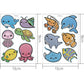 12pcs Round Diamond Painting Stickers Wall Sticker |Seabed Animals