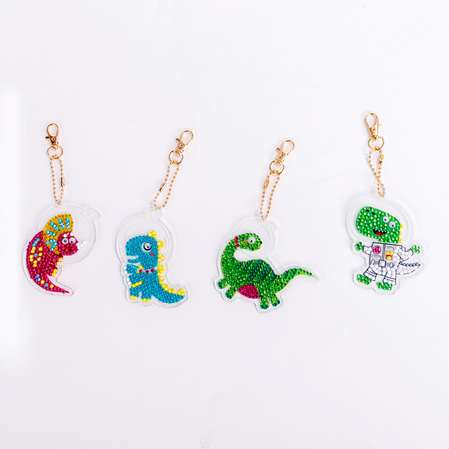 One-sided sticker special diamond painted keychain key ring-Dinosaur
