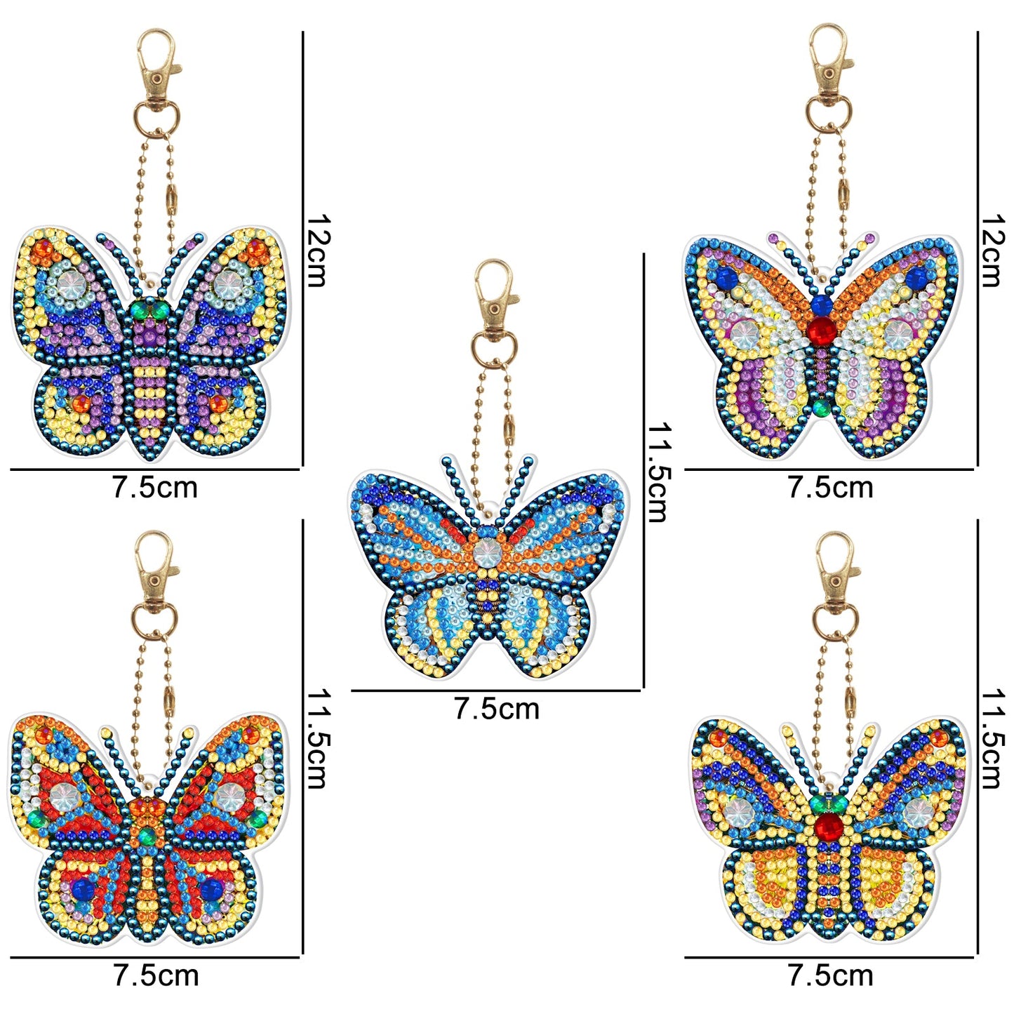 DIY keychain | Butterfly | Double-sided | 5 Piece Set