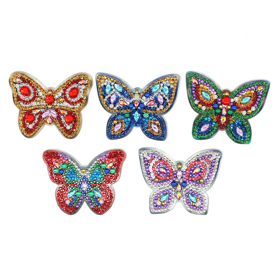 Double-sided stickers special diamond painted keychain key ring-Butterflies