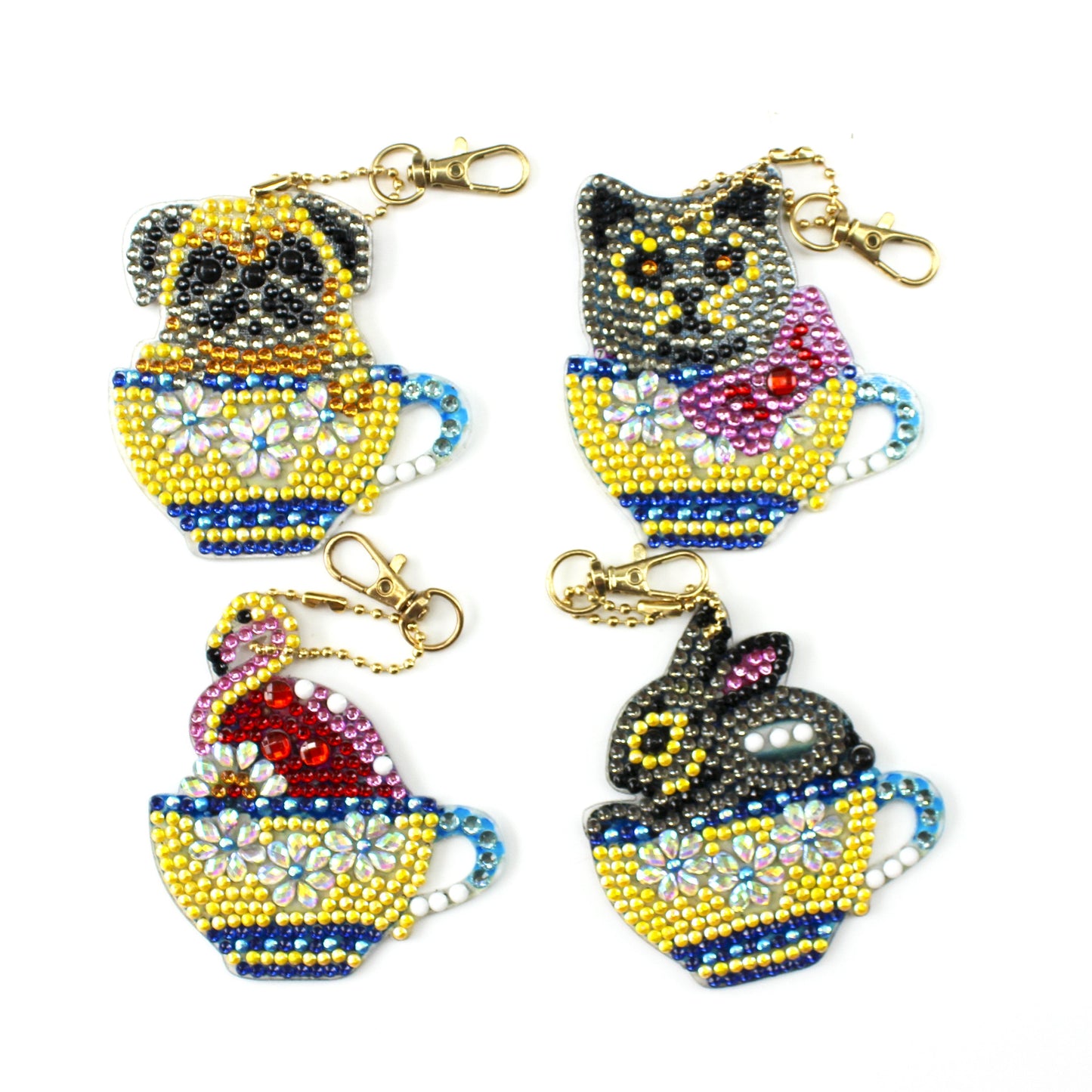 Double-sided stickers special diamond painted keychain key ring-Small animals