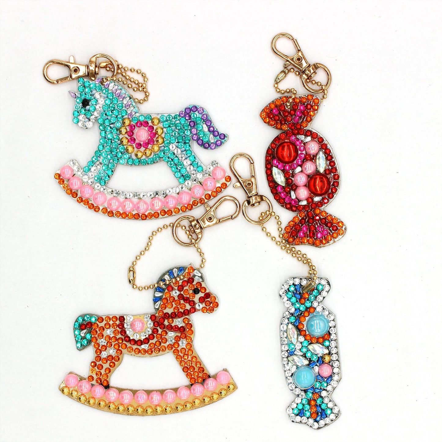 Double-sided stickers special diamond painted keychain key ring-Trojan Horse