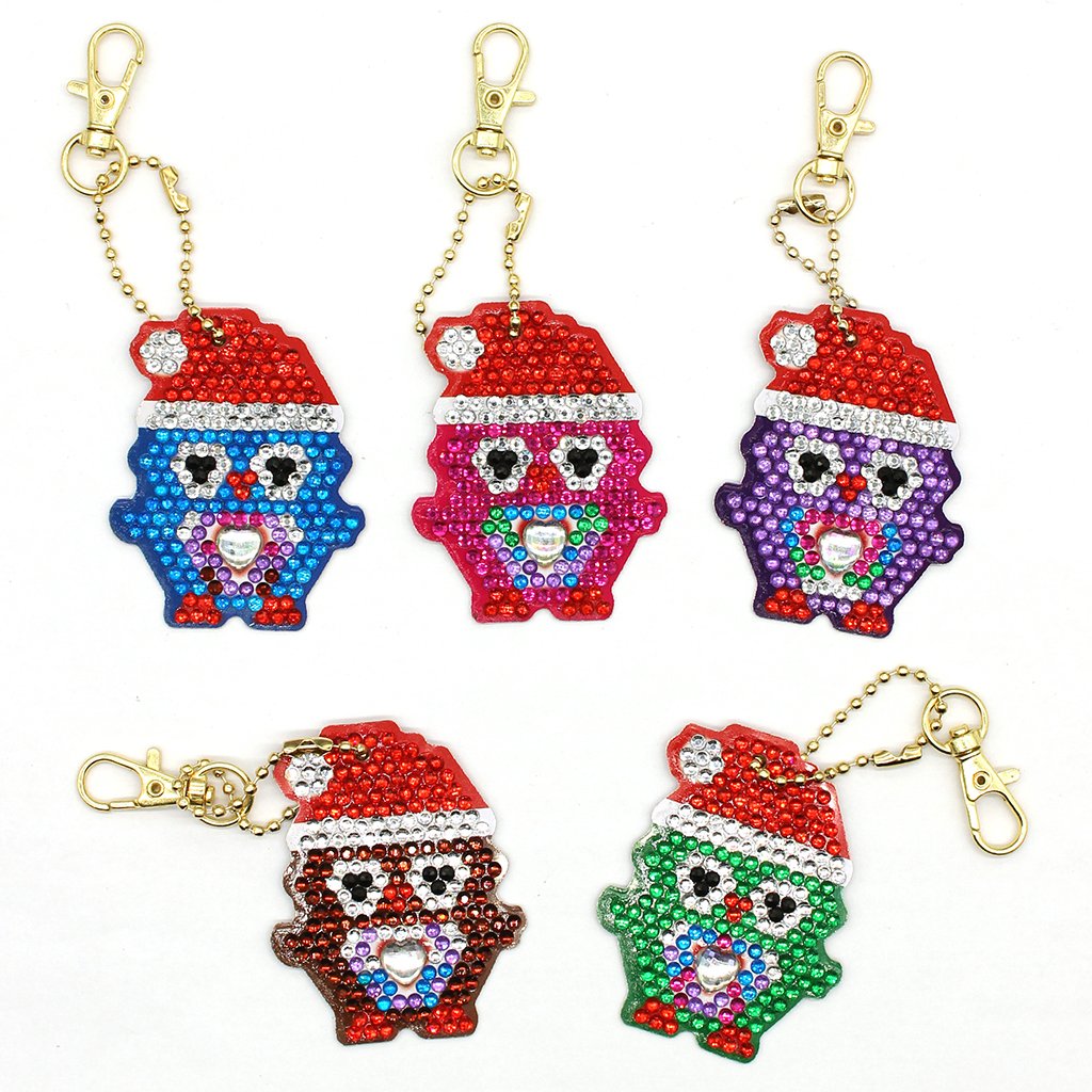 Double-sided stickers special diamond painted keychain key ring-Red hat