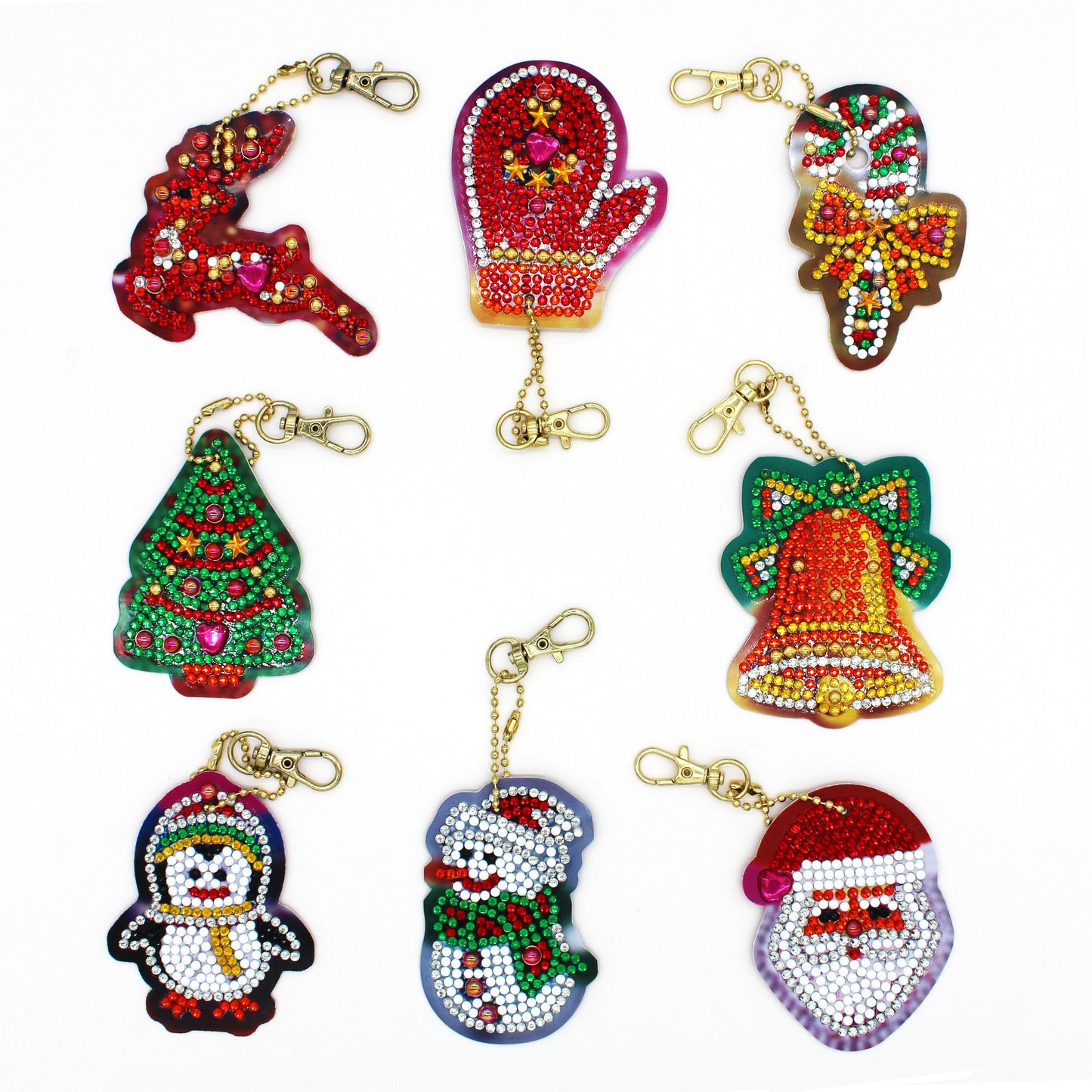Double-sided stickers special diamond painted keychain key ring-Christmas