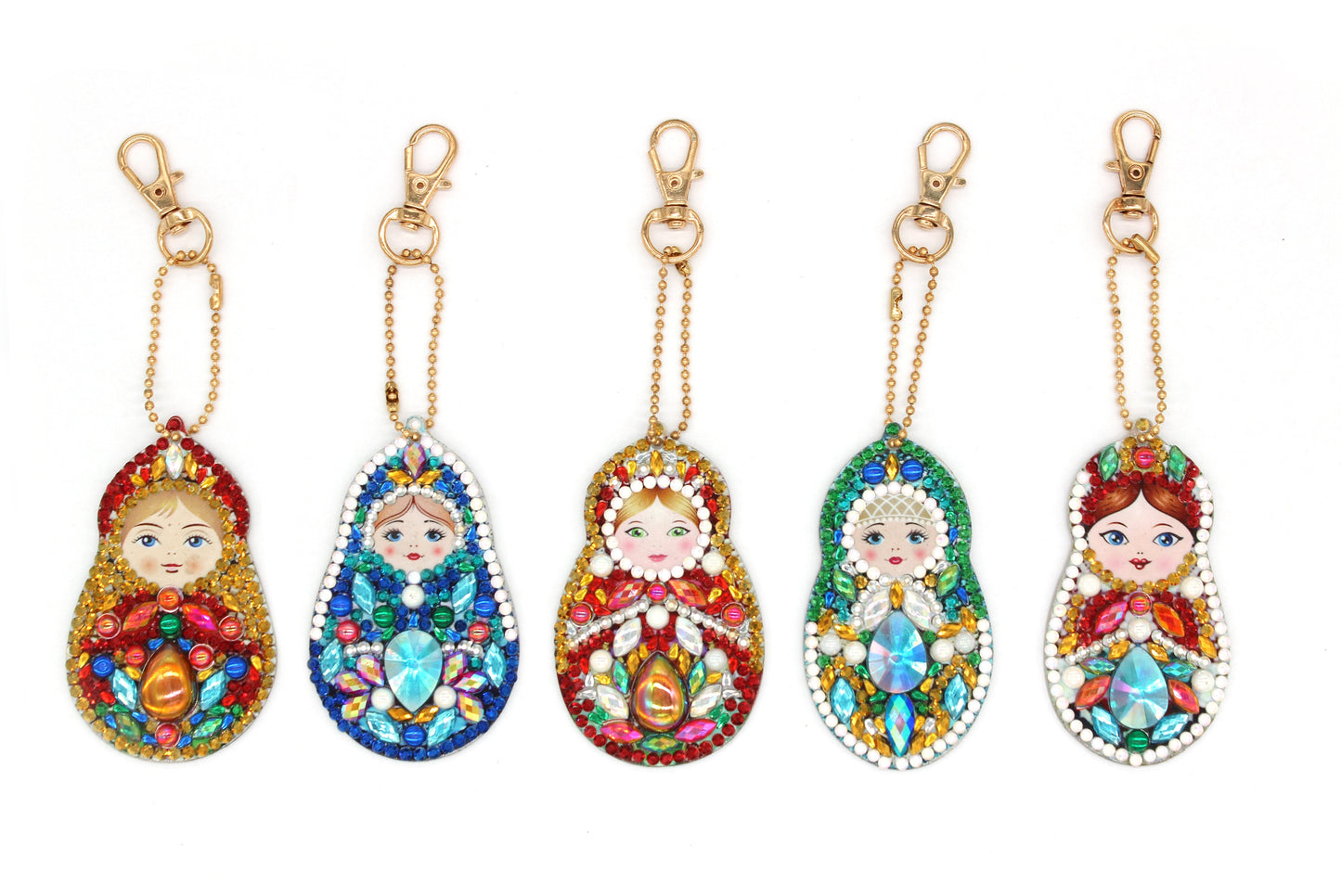 Double-sided stickers special diamond painted keychain key ring-Doll