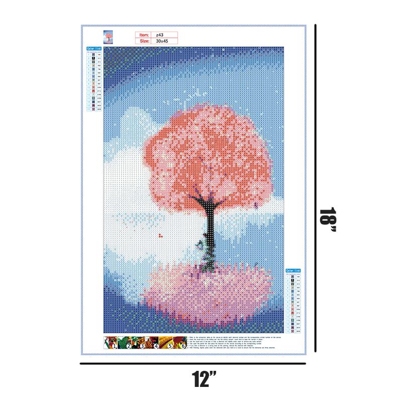 Boy Under Pink Tree  | Full Round Diamond Painting Kits